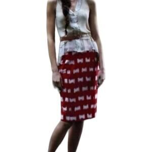 Anthropologie Corey Lynn Calter Ackerman Red White Pencil Skirt Sz 2